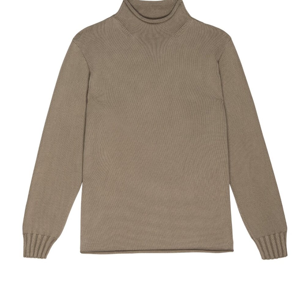 DONNI. The Cotton Cashmere Roll Neck Sweater Size SMushroom / S - Picture 2 of 3